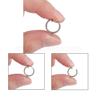 316 Surgical Stainless Steel Clip-on Hoop Earrings(X-STAS-S101-13mm-01P)-4