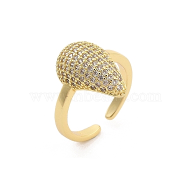 Rack Plating Brass Micro Pave Clear Cubic Zirconia Open Cuff Finger Rings for Women(RJEW-M028-101G)-5