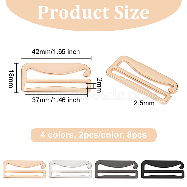 8Pcs 4 Colors Zinc Alloy Underwear Strap Buckles(FIND-OC0003-08D)-2