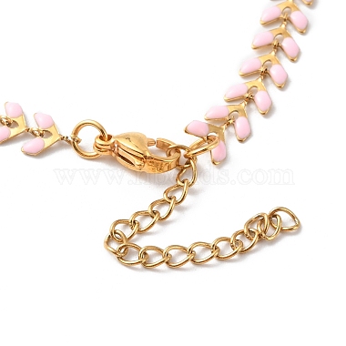 bracelet chaînes à maillons épis de blé en émail(BJEW-P271-02G-03)-4