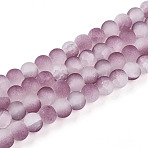 Crackle Glass Beads, Round, Two Tone, Frosted, Old Rose, 6~6.5x5~5.5mm, Hole: 1mm(X1-GLAA-N009-6mm-05)