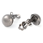 Brass Earring Findings, for Non-Pierced Ears, Gunmetal, 20x13mm, Hole: 3mm(KK-E031-B)