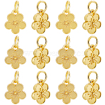 40Pcs Rack Plating Alloy Charms, with Jump Rings, Long-Lasting Plated, Cadmium Free & Lead Free, Flower Charms, Real 18K Gold Plated, 12x10.5x3.5mm, Hole: 4mm(FIND-BBC0003-41G)