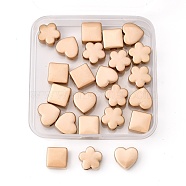 CHGCRAFT 24Pcs 3 Style Alloy Beads, Heart & Flower & Square, Matte Gold Color, 8pcs/style(FIND-CA0002-61)