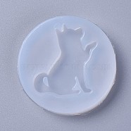 Food Grade Silhouette Silicone Puppy Molds, Fondant Molds, For DIY Cake Decoration, Chocolate, Candy, UV Resin & Epoxy Resin Jewelry Making, Dog Giving Paw, White, 51x8mm, Dog: 39x28mm(DIY-L026-035)