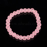 Stretchy Frosted Glass Beads Kids Bracelets for Children's Day, Pink, 42mm(BJEW-JB01768-06)