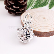 Brass Bead Cage Pendants, with Random Style Snap on Bails, for Chime Ball Pendant Necklaces Making, Hollow Round Charm, Silver, 22mm, Inner Diameter: 18mm(BECA-PW0001-01E)