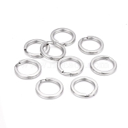 304 Stainless Steel Keychain Clasps, Split Key Rings, Stainless Steel Color, 15x2mm(X-KEYC-D049-05)
