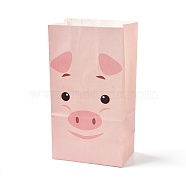 Kraft Paper Bags, No Handle, Wrapped Treat Bag for Birthdays, Baby Showers, Rectangle, Pig Pattern, 24x13x8.1cm(CARB-D012-02D)
