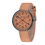 Leather Quartz Wristwatches, with Alloy Watch Head, Sandy Brown, 242x18mm(WACH-O008-20D)