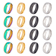 16Pcs 4 Colors 201 Stainless Steel Plain Band Finger Ring for Women, Mixed Color, US Size 7(17.3mm), 4Pcs/color(RJEW-UN0002-41)