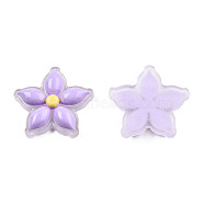 Transparent Resin Enamel Cabochons, Flower, Lilac, 23x23.5x5.5mm(CRES-N018-053A)