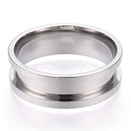 201 Stainless Steel Grooved Finger Ring Settings, Ring Core Blank, for Inlay Ring Jewelry Making, Stainless Steel Color, Inner Diameter: 21mm(RJEW-TAC0017-8mm-05A)