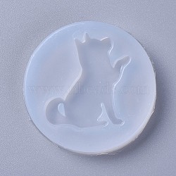 Food Grade Silicone Puppy Molds, Fondant Molds, For DIY Cake Decoration, Chocolate, Candy, UV Resin & Epoxy Resin Jewelry Making, Dog Giving Paw, White, 51x8mm, Dog: 39x28mm(DIY-L026-035)