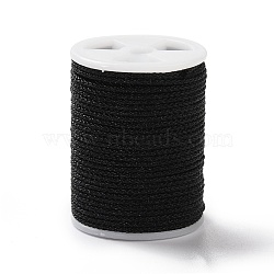 Braided Nylon Threads, Mambo Thread, with Spool, for Jewelry Making, Round, Black, 1mm, about 6 yards/roll(NWIR-D056-01D)