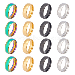 16Pcs 4 Colors 201 Stainless Steel Plain Band Finger Ring for Women, Mixed Color, US Size 7(17.3mm), 4Pcs/color(RJEW-UN0002-41)