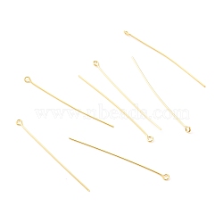 Brass Eye Pins, Real 18K Gold Plated, 51x3x0.7mm, Hole: 1.5mm(X-KK-F824-113F-G)