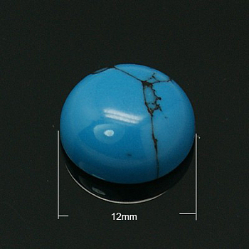 Turquoise Cabochons, Dyed, Half Round, Sky Blue, 12x5mm