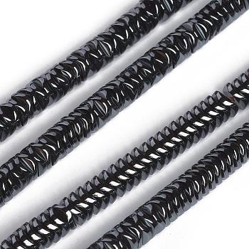 Non-magnetic Synthetic Hematite Beads Strands, Faceted, 6x6x1.5mm, Hole: 0.8mm, about 228pcs/strand, 15.86 inch(40.3cm)