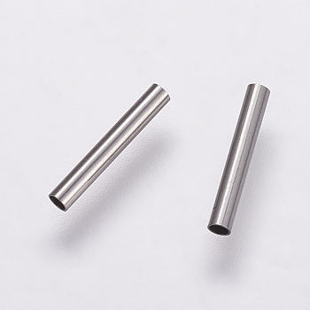 304 Stainless Steel Tube Beads, Stainless Steel Color, 10x1.5mm, Hole: 1mm