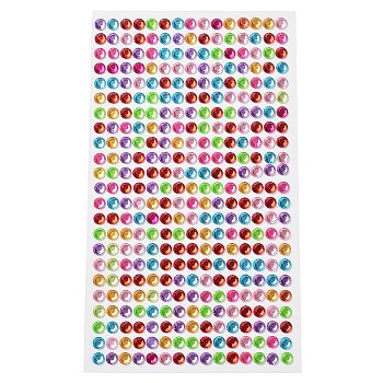 Self Adhesive Acrylic Rhinestone Stickers, Round Pattern, for DIY Scrapbooking and Craft Decoration, Colorful, 200x95mm