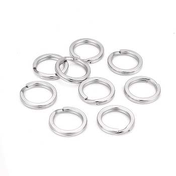 304 Stainless Steel Keychain Clasps, Split Key Rings, Stainless Steel Color, 15x2mm