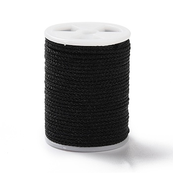 Braided Nylon Threads, Mambo Thread, with Spool, for Jewelry Making, Round, Black, 1mm, about 6 yards/roll