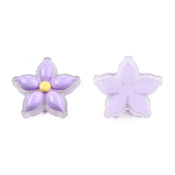 Transparent Resin Enamel Cabochons, Flower, Lilac, 23x23.5x5.5mm