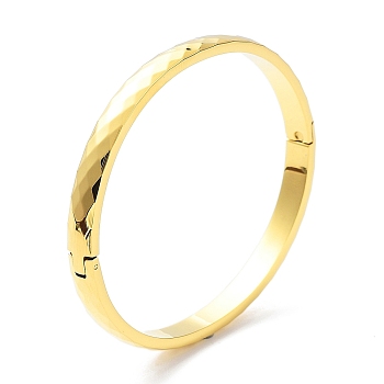 Ion Plating(IP) 304 Stainless Steel Faceted Hinged Bangles for Woman, Golden, Inner Diameter: 2x2-3/8 inch(5.1x5.9cm)