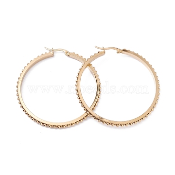 304 Stainless Steel Hoop Earrings, Ring, Golden, 52.5x51x3.5mm, Pin: 0.7mm(EJEW-F272-12C-G)