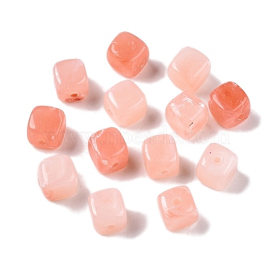 Salmon Square Acrylic Beads