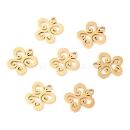 304 Stainless Steel Charms, Laser Cut, Butterfly, Golden, 12.5x11.5x1.1mm, Hole: 1.4mm(STAS-O142-08G)