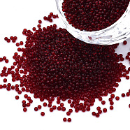 15/0 Transparent Czech Glass Seed Beads, Round, Dark Red, 1.5x1mm, Hole: 0.5mm, about 500g/bag(SEED-N004-004-28)