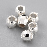 Brass Spacer Beads, Long-Lasting Plated, Faceted Round, 925 Sterling Silver Plated, 2x2mm, Hole: 1mm(KK-O133-013A-S)