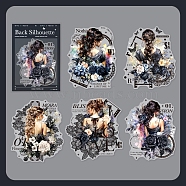 6Pcs 5 Styles DIY Figure Picture Stickers, for DIY Album Scrapbook, Diary Decoration, Black, 94~100x77~82x0.1mm(STIC-U004-01B)