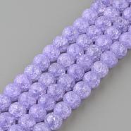 Synthetic Crackle Quartz Beads Strands, Round, Dyed, Lilac, 6mm, Hole: 1mm, about 66pcs/strand, 15.7 inch(GLAA-S134-6mm-15)