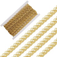 Wavy Metallic Polyester Ribbon, Garment Accessory, Gold, 7/8 inch(22mm), about 5 yards/roll(OCOR-WH0077-56B)