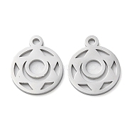 Chakra Theme 304 Stainless Steel Charms, Manual Polishing, Svadhisthana Chakra, Stainless Steel Color, 14.5x12x1mm, Hole: 1.6mm(STAS-Q303-03P)
