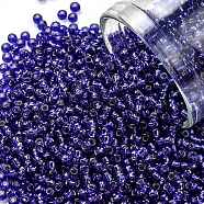 TOHO Round Seed Beads, Japanese Seed Beads, (28) Silver Lined Cobalt, 11/0, 2.2mm, Hole: 0.8mm, about 50000pcs/pound(SEED-TR11-0028)