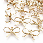 Brass Charms, Bowknot, Real 18K Gold Plated, 10.5x16x3mm, Hole: 1.2mm(KK-S348-297)