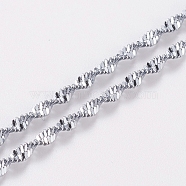 Stainless Steel Singapore Chain Necklaces, Water Wave Chain Necklaces, with Lobster Claw Clasps, Stainless Steel Color, 17.5 inch(44.5cm), 2.5mm(NJEW-D117-01P)
