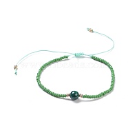 Nylon Thread Braided Beads Bracelets, with Seed Beads and Synthetic Malachite, 1-3/4 inch~3-1/8 inch(4.5~8cm)(BJEW-JB04346-08)