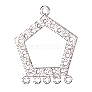 Tibetan Style Alloy Cabochon Connector Settings, 1/5Loops, Pentagon, Platinum, Tray: 19mm, 39x32x2mm, Hole: 2mm and 3mm(PALLOY-J589-10P)