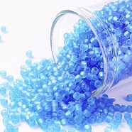 TOHO Round Seed Beads, Japanese Seed Beads, (3BF) Transparent Frost Medium Aquamarine, 11/0, 2.2mm, Hole: 0.8mm, about 5555pcs/50g(SEED-XTR11-0003BF)
