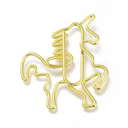 Unicorn Shape Iron Paperclips, Cute Paper Clips, Funny Bookmark Marking Clips, Golden, 36x31x3mm(X-TOOL-K006-27G)