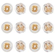 40Pcs Silicone Ear Nuts, Earring Backs, with Brass Findings, Half Round, Real 18K Gold Plated, 5x3.5mm, Hole: 1mm(KK-SC0003-34)