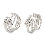 Brass Five Line Cuff Earrings, Split Non Piercing Earrings for Women, Platinum, 20x20x14.5mm(EJEW-M228-05P)