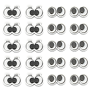 80Pcs 2 Styles Plastic Craft Eyes Cabochons, for Stuffed Toys Accessories, White, 12~14x20x5.5mm, 40pcs/style(KY-AN0001-02)