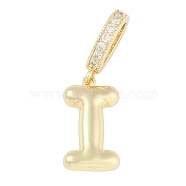 Brass Micro Pave Clear Cubic Zirconia Pendants, Long-Lasting Plated, letters, Letter I, 19x10.5x4.5mm, Hole: 8.5x5.5mm(KK-M289-01I-G)