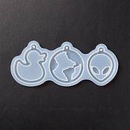 DIY Duck & Earth & Face Pendant Silicone Molds, Quicksand Molds, Resin Casting Molds, for UV Resin & Epoxy Resin Craft Making, 85x203x9mm, Hole: 3.5mm, Inner Diameter: 61~74x57~65.5mm(DIY-E036-11)